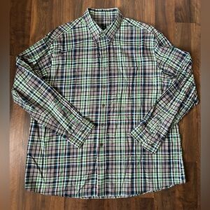Jos. A. Bank Men's Plaid Tailored Fit XXL Shirt - Green, Blue, & Black